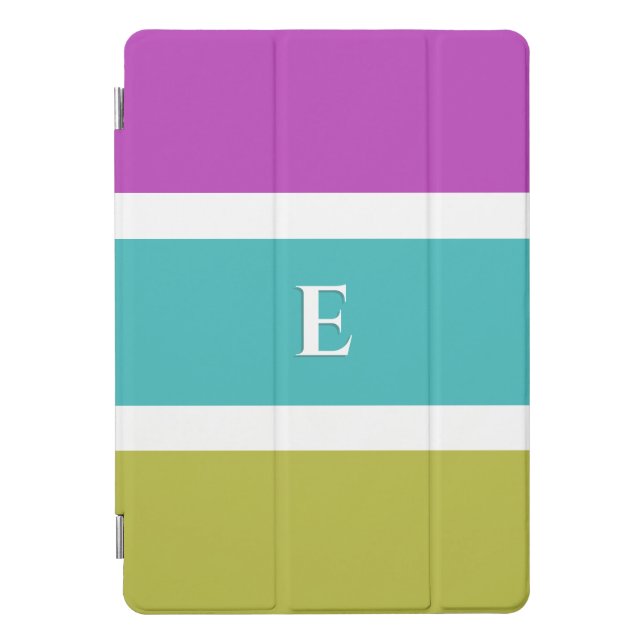 Bright Stripe Modern Trendy Pattern Cool Monogram iPad Pro Cover (Front)