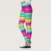 Stripe Women's Colorful Running Leggings Zazzle