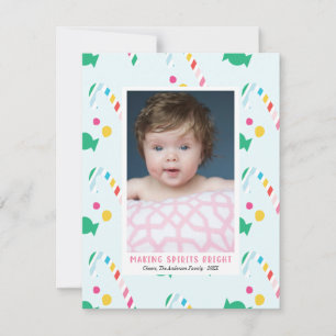Bright Striped Christmas Candy Cane Holiday Photo Card
