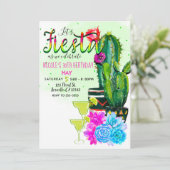 Bright Stripes Fiesta Cactus & Succulents Party Invitation (Standing Front)