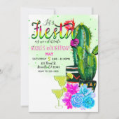 Bright Stripes Fiesta Cactus & Succulents Party Invitation (Front)