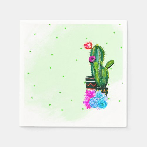 Bright Stripes Fiesta Succulents Cinco de Mayo Napkins