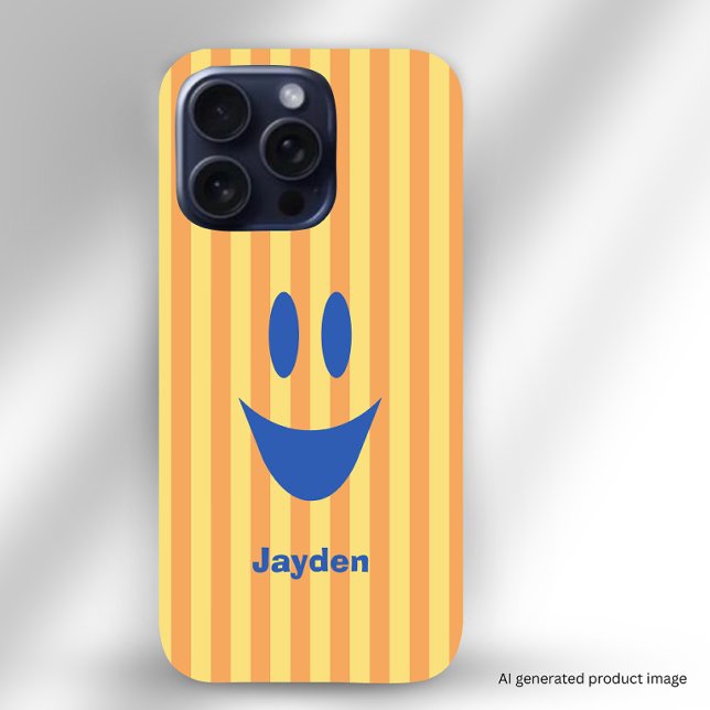 Bright Stripes Funny Smiley iPhone Case (Available for iPhone and Samsung devices.)