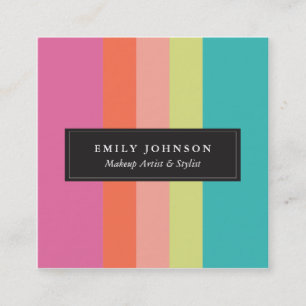 Bright Stripes Square Business Card