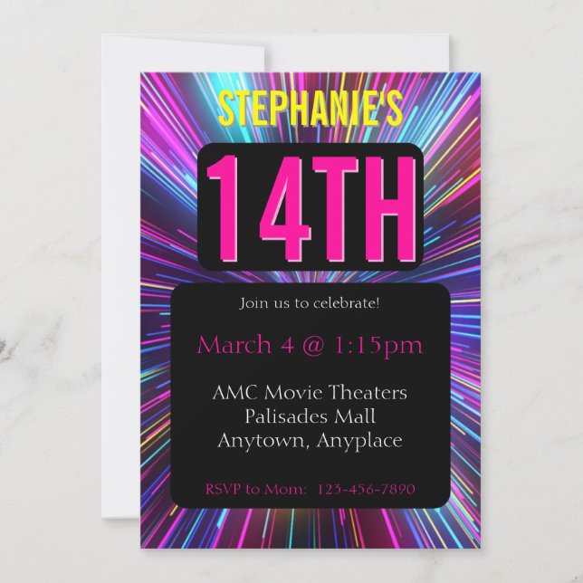 Bright Strobe Light Birthday Invitation (Front)