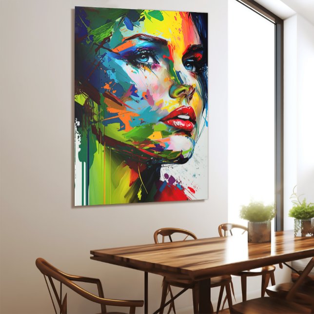Bright Stylish Beauty Modern Painted Woman Face Metal Print (Creator Uploaded)