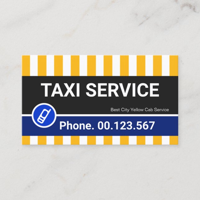 Bright Stylish Yellow Taxi Lines Cab Driver Business Card (Front)