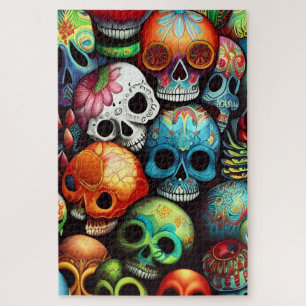 Bright Sugar Skulls Jigsaw Puzzle