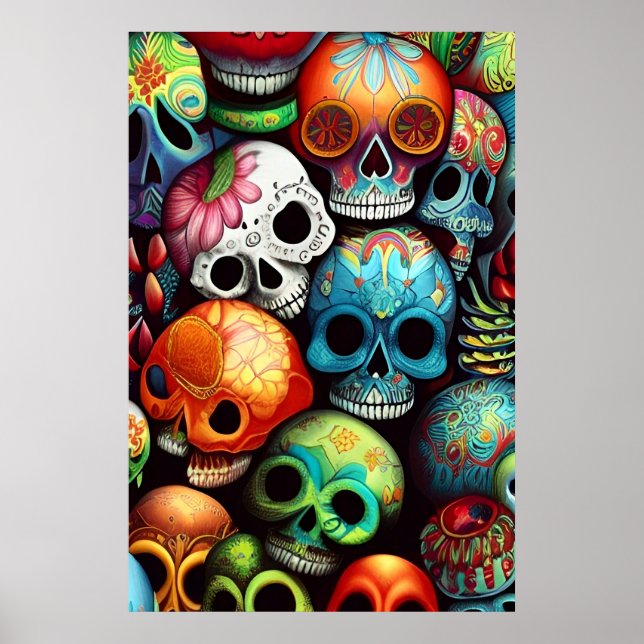 Bright Sugar Skulls Poster (Front)