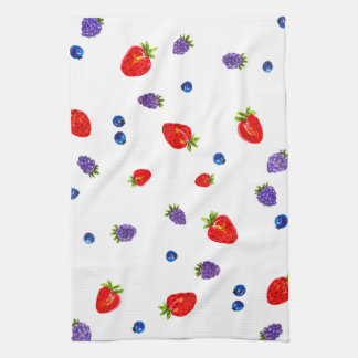 Bright Summer Berries Watercolor Kitchen Towel