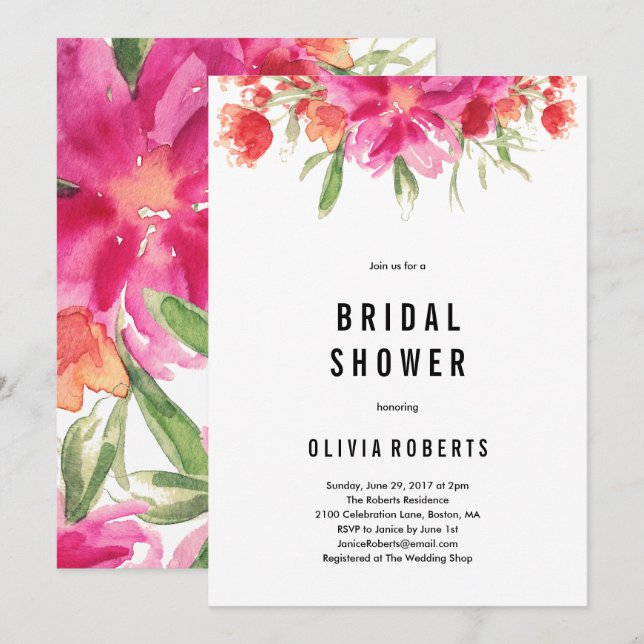 Bright Summer Bridal Shower Invitation (Front/Back)