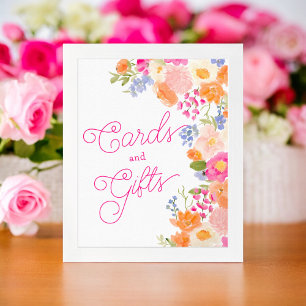 Bright Summer chic wildflowers floral bridal sign