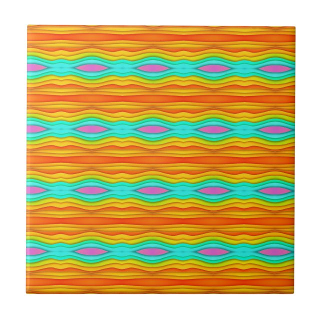 Bright Summer Colored Abstract  Ceramic Tile (Front)