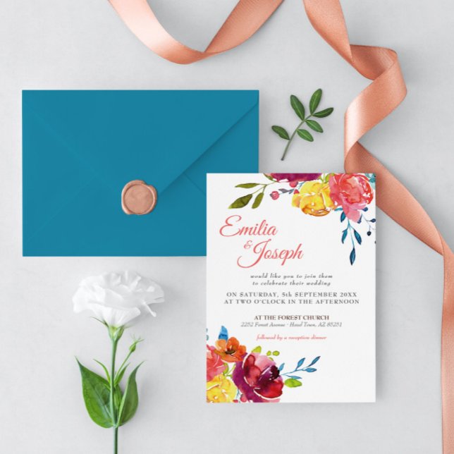 Bright Summer colorful classic floral Wedding I  Invitation (Creator Uploaded)