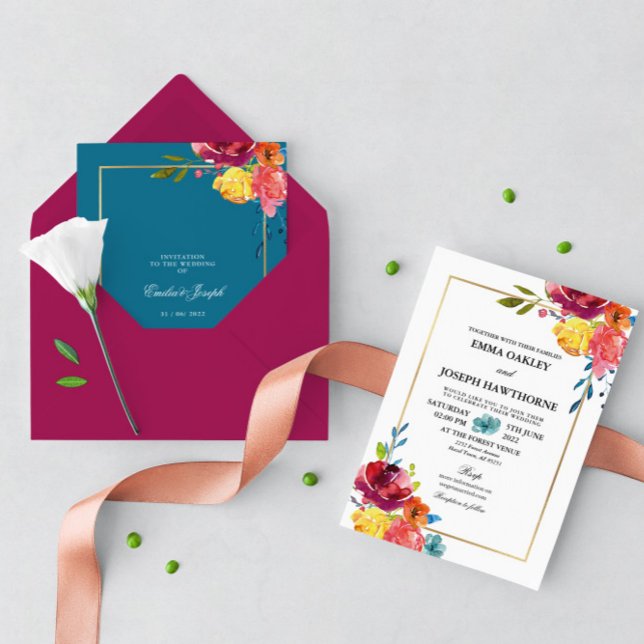 Bright Summer colorful classic floral Wedding I   Invitation (Creator Uploaded)