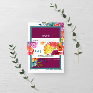 Bright Summer colorful pastel Wedding Invitation Belly Band