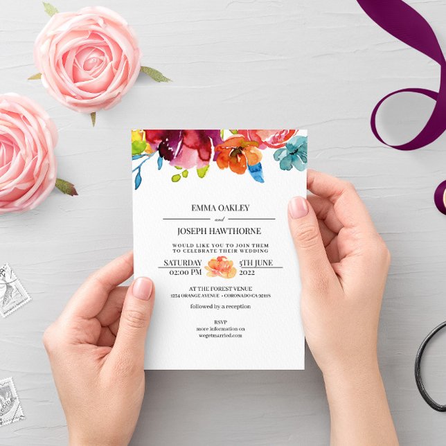 Bright Summer colorful romantic floral Wedding I   Invitation (Creator Uploaded)