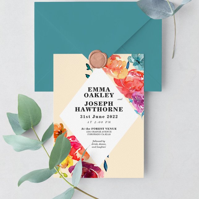 Bright Summer colorful triangle floral Wedding I  Invitation (Creator Uploaded)
