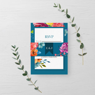 Bright Summer colorful turquoise Wedding Invitation Belly Band