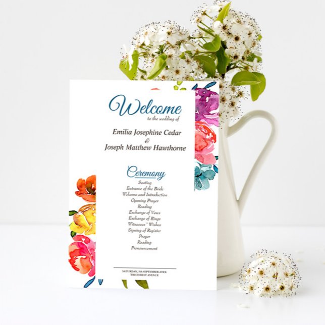 Bright Summer colorful turquoise Wedding Program (Creator Uploaded)