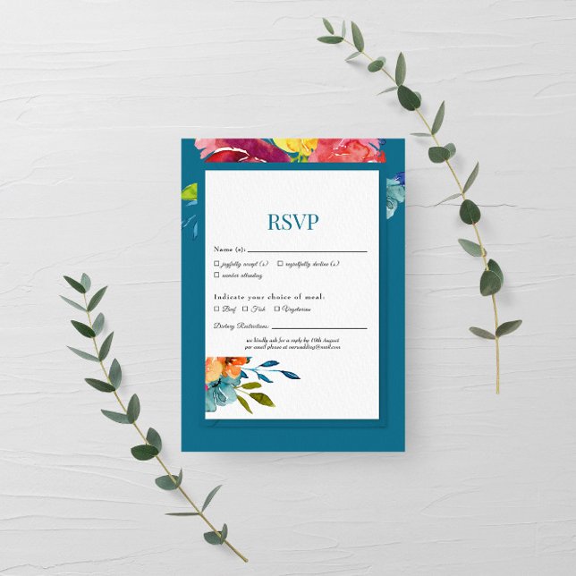 Bright Summer colorful turquoise Wedding RSVP (Creator Uploaded)