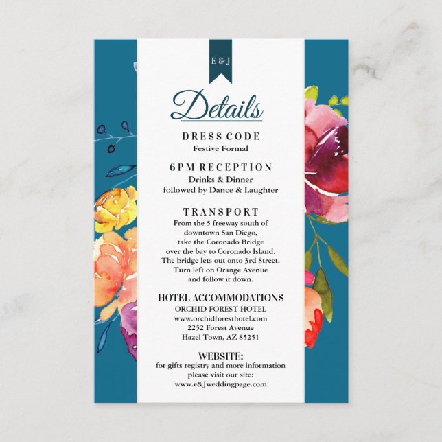 Bright Summer colorful Wedding Details Enclosure (Front)