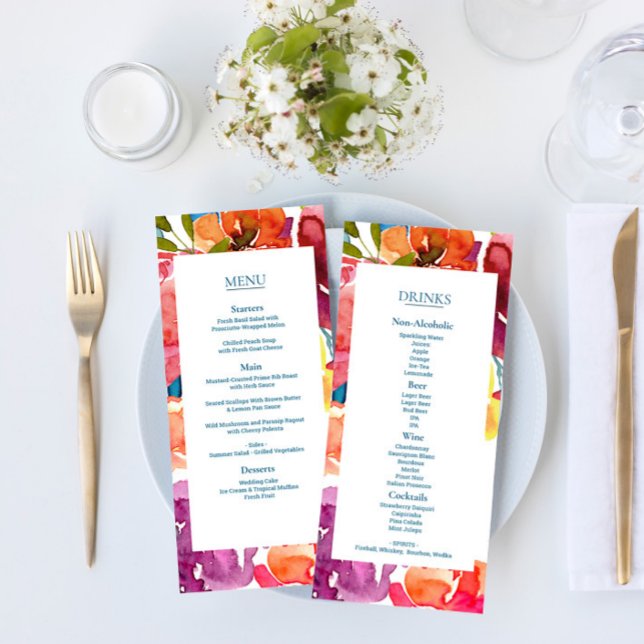 Bright Summer colorful Wedding Flat Menu & Drinks (Creator Uploaded)
