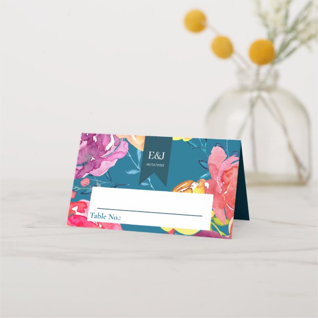 Bright Summer colorful Wedding  Place Card (Front)