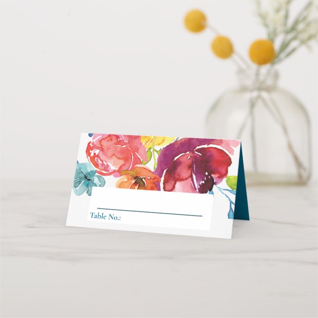 Bright Summer colorful Wedding  Place Card (Front)