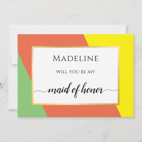 Bright Summer Colors Digital Maid of Honor Card