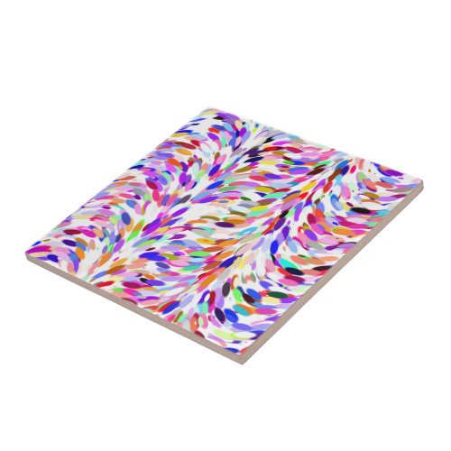 Bright Summer Colors Paint Splatter Pattern Ceramic Tile