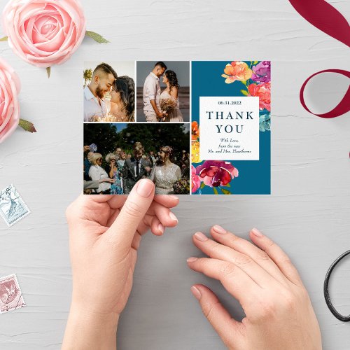 Bright Summer elegant  Wedding Thank you Card