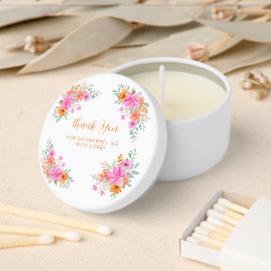 Bright summer floral baby shower thank you  mini candle favors
