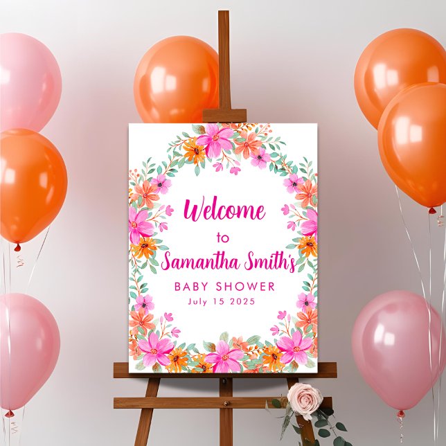 Bright summer floral baby shower Welcome Sign (Creator Uploaded)