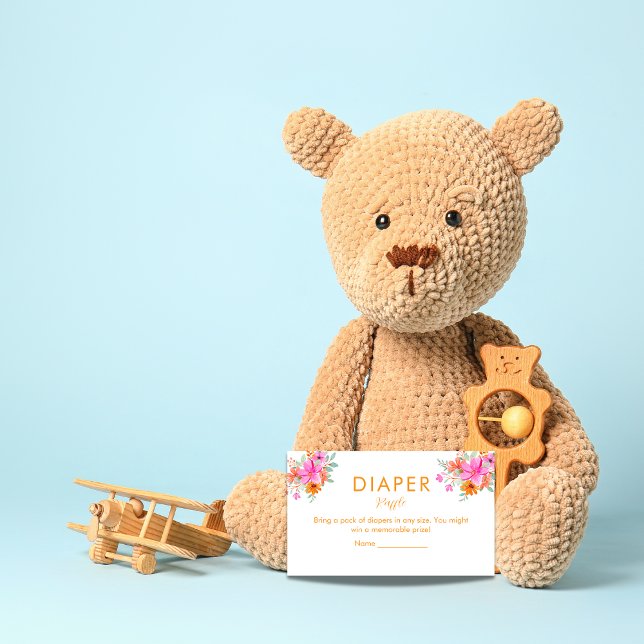 Bright summer floral shower Diaper Raffle Enclosure Card (Creator Uploaded)