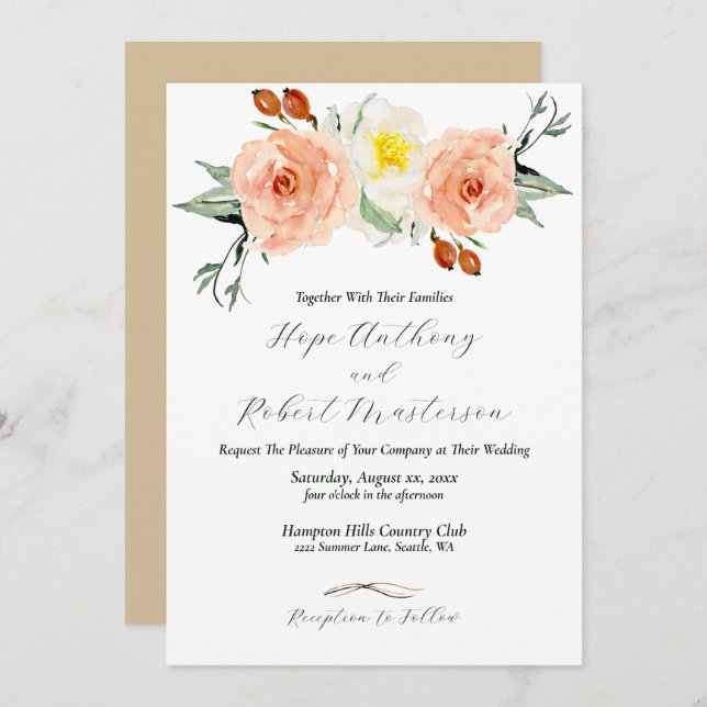 Bright Summer Flowers Wedding Invitation (Front/Back)