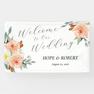 Bright Summer Flowers Wedding Reception Banner