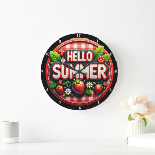 Bright Summer Fresh Strawberries Festive Seasonal Large Clock