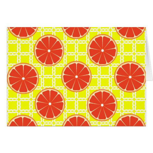 Bright Summer Grapefruits on Lemon Yellow Squares (Front Horizontal)