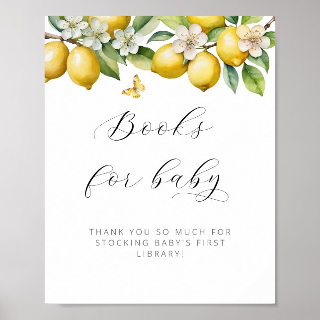 Bright Summer Lemon Baby Shower Books For Baby Poster (Front)