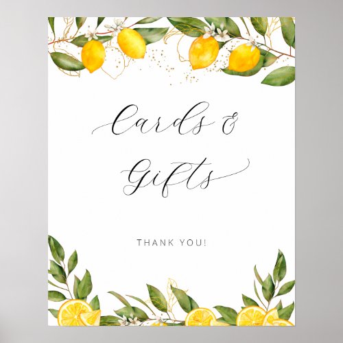 Bright Summer Lemon Baby Shower Cards And Gifts Poster