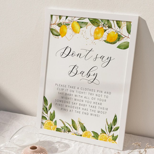 Bright Summer Lemon Baby Shower Don’t Say Baby Poster (Creator Uploaded)