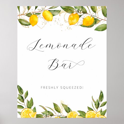 Bright Summer Lemon Baby Shower Lemonade Bar Poster