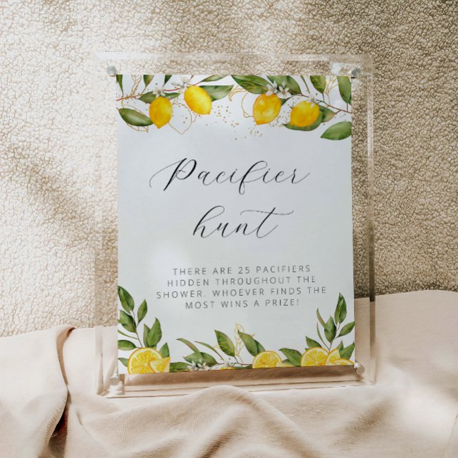 Bright Summer Lemon Baby Shower Pacifier Hunt Poster (Creator Uploaded)