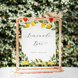 Bright Summer Lemon Bridal Shower Lemonade Bar Poster