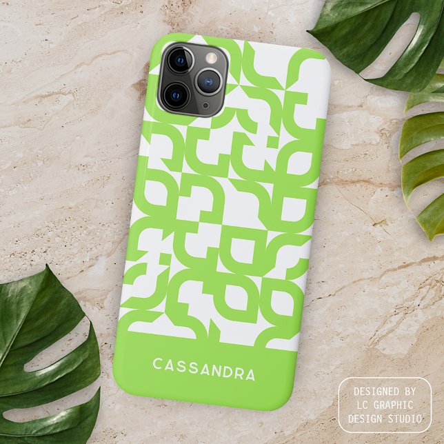 Bright Summer  Lime Green Midcentury Art Pattern Case-Mate iPhone Case (Creator Uploaded)