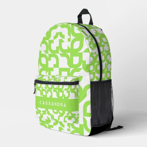 Bright Summer  Lime Green Midcentury Art Pattern Printed Backpack