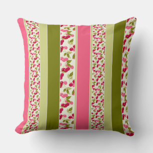 Bright summer pattern of stripes of multi-colored throw pillow