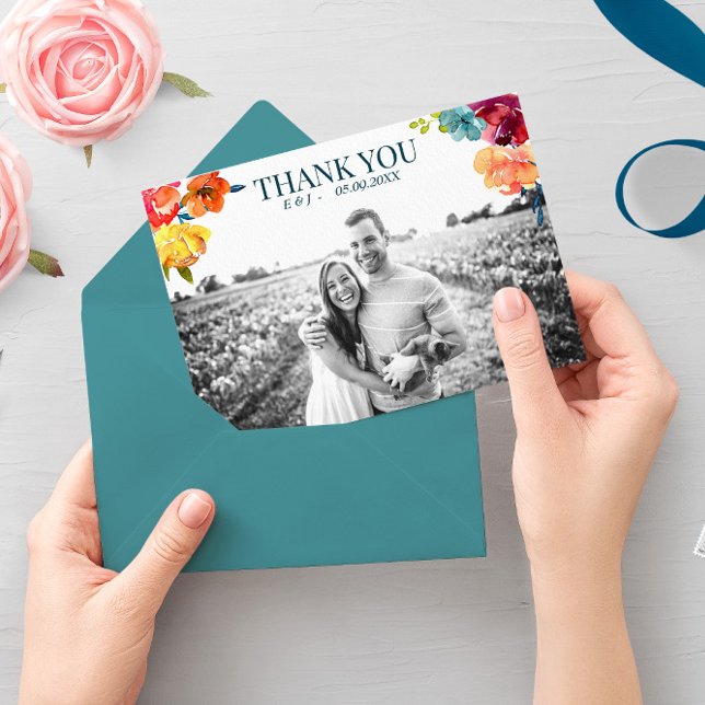 Bright Summer Photo Wedding "Thank you" Card (Creator Uploaded)