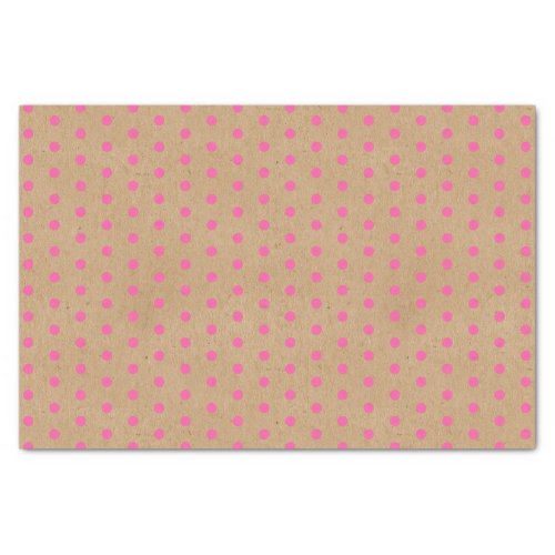 Bright Summer Pink Dots On Rustic Faux Brown Kraft Tissue Paper